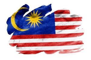 la bandera de malasia está representada en estilo acuarela líquida aislada en fondo blanco foto