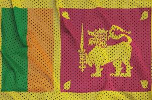 Sri Lanka flag printed on a polyester nylon sportswear mesh fabr photo