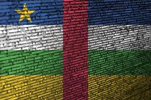 Central African Republic flag  is depicted on the screen with the program code. The concept of modern technology and site development photo