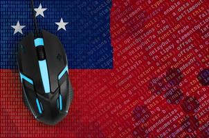 Samoa flag  and computer mouse. Digital threat, illegal actions on the Internet photo