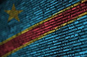 Democratic Republic of the Congo flag  is depicted on the screen with the program code. The concept of modern technology and site development photo