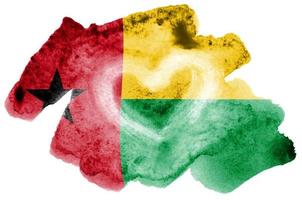 Guinea Bissau flag  is depicted in liquid watercolor style isolated on white background photo