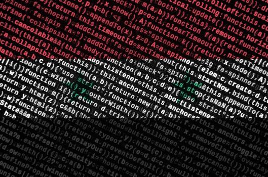 Syria flag  is depicted on the screen with the program code. The concept of modern technology and site development photo
