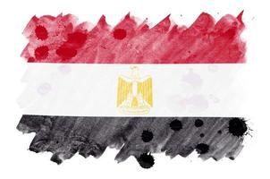 Egypt flag  is depicted in liquid watercolor style isolated on white background photo