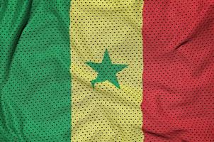 Senegal flag printed on a polyester nylon sportswear mesh fabric photo