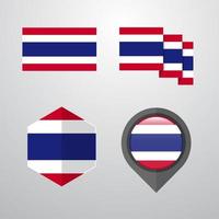 vector de conjunto de diseño de bandera de tailandia