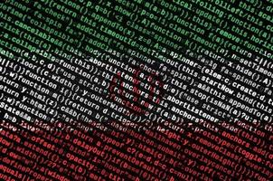 Iran flag  is depicted on the screen with the program code. The concept of modern technology and site development photo