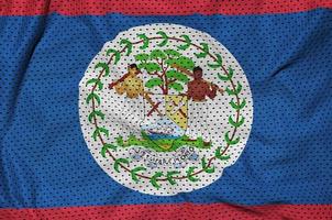 Belize flag printed on a polyester nylon sportswear mesh fabric photo