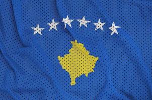 Kosovo flag printed on a polyester nylon sportswear mesh fabric photo