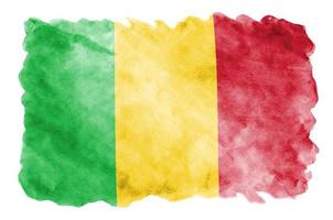 Mali flag  is depicted in liquid watercolor style isolated on white background photo
