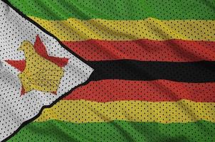 Zimbabwe flag printed on a polyester nylon sportswear mesh fabri photo