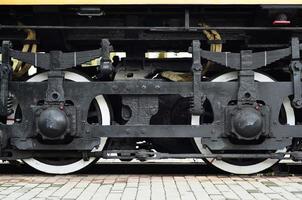 Wheels of a Russian modern locomotive photo