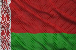 Belarus flag printed on a polyester nylon sportswear mesh fabric photo