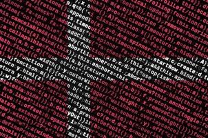 Denmark flag  is depicted on the screen with the program code. The concept of modern technology and site development photo