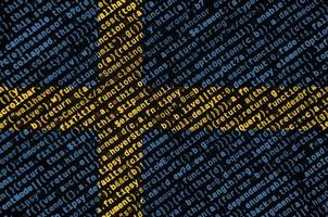 Sweden flag  is depicted on the screen with the program code. The concept of modern technology and site development photo