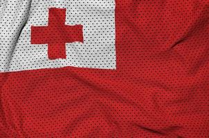 Tonga flag printed on a polyester nylon sportswear mesh fabric w photo