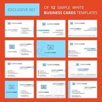 conjunto de 12 plantillas de tarjetas de negocios creativas de redes logotipo creativo editable y fondo de tarjeta de visita vector