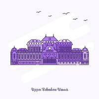 UPPER BELVEDERE VIENNA Landmark Purple Dotted Line skyline vector illustration