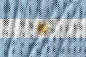 Argentina flag printed on a polyester nylon sportswear mesh fabr photo