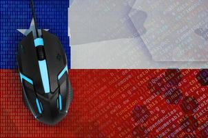 Chile flag  and computer mouse. Digital threat, illegal actions on the Internet photo