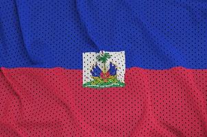 Haiti flag printed on a polyester nylon sportswear mesh fabric w photo