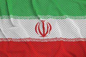 Iran flag printed on a polyester nylon sportswear mesh fabric wi photo