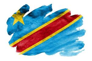 Democratic Republic of the Congo flag  is depicted in liquid watercolor style isolated on white background photo