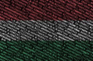 Hungary flag  is depicted on the screen with the program code. The concept of modern technology and site development photo