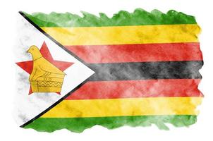 Zimbabwe flag  is depicted in liquid watercolor style isolated on white background photo