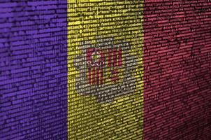 Andorra flag  is depicted on the screen with the program code. The concept of modern technology and site development photo