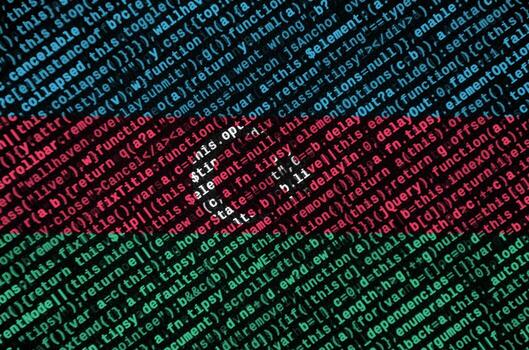 Azerbaijan flag  is depicted on the screen with the program code. The concept of modern technology and site development photo