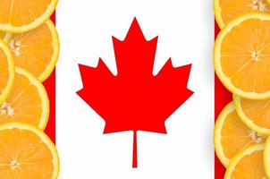 Canada flag  in citrus fruit slices vertical frame photo