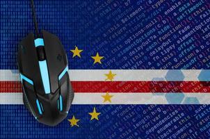 Cabo verde flag  and computer mouse. Digital threat, illegal actions on the Internet photo