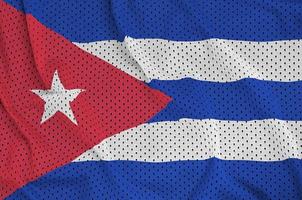 Cuba flag printed on a polyester nylon sportswear mesh fabric wi photo