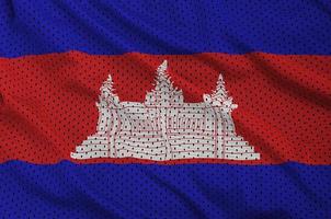 bandera de camboya impresa en una tela de malla de ropa deportiva de nailon y poliéster foto