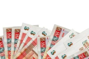 3 cuban pesos convertibles bills lies on bottom side of screen isolated on white background with copy space. Background banner template photo