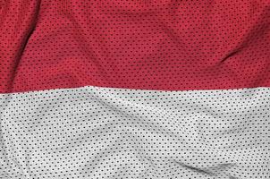Indonesia flag printed on a polyester nylon sportswear mesh fabr photo