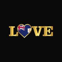 Golden Love typography Anguilla flag design vector