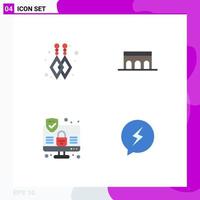 Modern Set of 4 Flat Icons and symbols such as custom earrings security architecture monument sms Editable Vector Design Elements