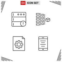 4 Icons Line Style Grid Based Creative Outline Symbols for Website Design Simple Line Icon Signs Isolated on White Background 4 Icon Set Creative Black Icon vector background