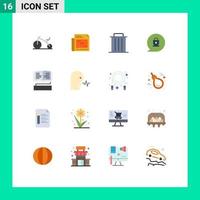 Set of 16 Vector Flat Colors on Grid for knowledge book garbage locked chat Editable Pack of Creative Vector Design Elements