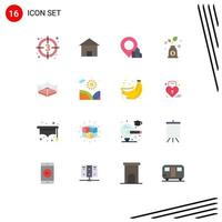 User Interface Pack of 16 Basic Flat Colors of ring investment house growth hotel Editable Pack of Creative Vector Design Elements