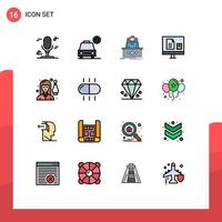 16 iconos creativos signos y símbolos modernos del jefe de aprendizaje de bolos aprenden elementos de diseño de vectores creativos editables