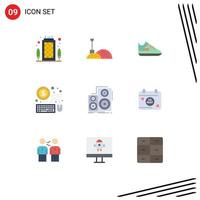 Modern Set of 9 Flat Colors and symbols such as studio monitor shoes hifi economy Editable Vector Design Elements