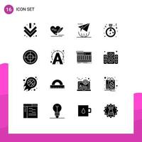 16 Thematic Vector Solid Glyphs and Editable Symbols of military army internet proposal love Editable Vector Design Elements