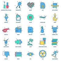 25 conjunto de iconos de color plano de mezcla de concepto de negocio vector