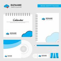 Cloud not working Logo Calendar Template CD Cover Diary and USB Brand Stationary Package Design Vector Template