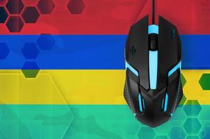 Mauritius flag  and computer mouse. Concept of country representing e-sports team photo