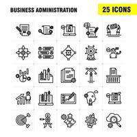 Business Administration Line Icons Set For Infographics Mobile UXUI Kit And Print Design Include Graph Dollar Business Money Gear Setting Pencil Writing Eps 10 Vector