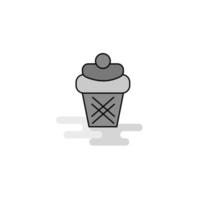 Ice cream Web Icon Flat Line Filled Gray Icon Vector